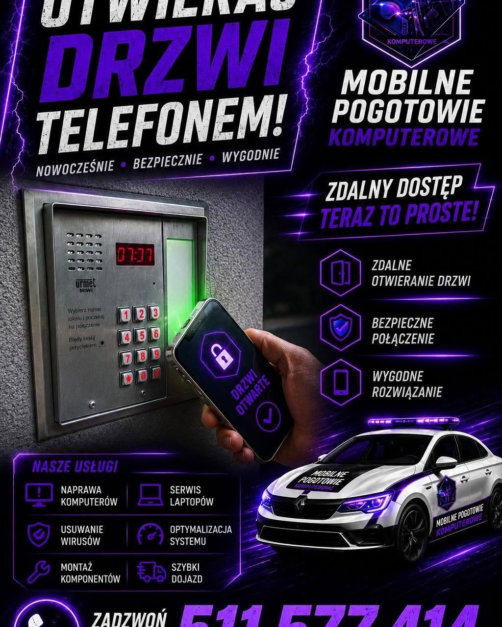 Zdalne otwieranie drzwi telefonem Piotrków Trybunalski Mobilne Pogotowie Komputerowe